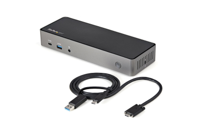 StarTech.com USB-C & USB-A Dock - Hybrid Universal Triple Monitor Laptop Docking Station DisplayPort & HDMI 4K 60Hz - 85W Power Delivery, 6x USB Hub, GbE, Audio - USB 3.1 Gen 2 10Gbps - TAA