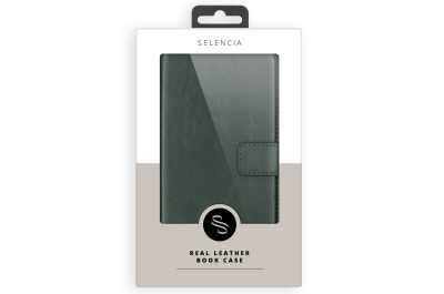 Selencia Echt Lederen Bookcase iPhone 14 - Groen