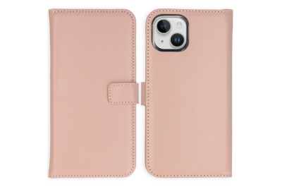 Selencia Echt Lederen Bookcase iPhone 15 - Dusty Pink