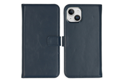 Selencia Echt Lederen Bookcase iPhone 15 - Blauw