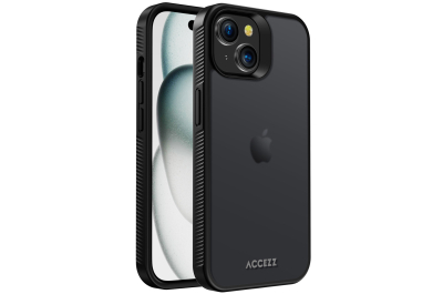 Accezz Rugged Frosted Backcover iPhone 15 - Zwart
