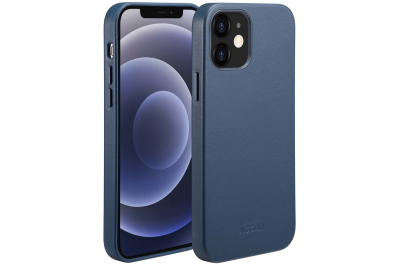 Accezz MagSafe Leather Backcover iPhone 12 (Pro) - Donkerblauw